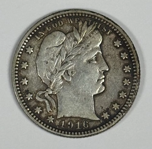 1916-D BARBER QUARTER XF/AU