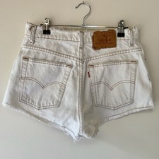 Vintage Levi's 550 Relaxed Fit Tapered Leg Cut-Off White Denim Shorts