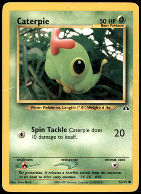 Caterpie 53/75 Neo Discovery Unlimited HP Pokemon TCG