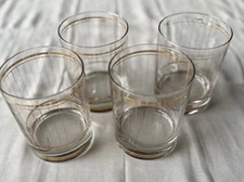 Vintage Culver Devon Gold Stripe Rocks Glasses Set of 4 Mid Century Modern MCM