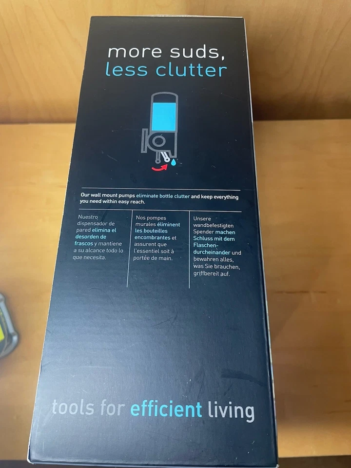 Bomba de ducha Simplehuman doble montaje en pared dispensadores de champú y jabón caja abierta Foto 2 de 4