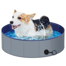Dog Pool for Large Dogs, Kiddie Pool Hard Plastic, Dog Bathtub Portable, Fold...