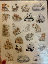 Vintage Current Stickers Baby Animals  Not Opened Panda Elephant Unicorn 2 Sheet