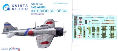 Quinta Studios 1/48 A6M2b ZERO DECAL COLORED INTERIOR SET Hasegawa
