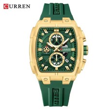 CURREN Men Watch Multifunction Rectangle Wristwatch Male Quartz Silicone Watches