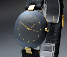 【NEAR MINT】 RADO 129.4075.4N 33mm Black Dial Date Quartz Men's Watch From JAPAN