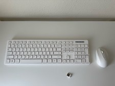 Rii RK200 Wireless Keyboard Mouse Combo, Plug  Play, White QWERTY