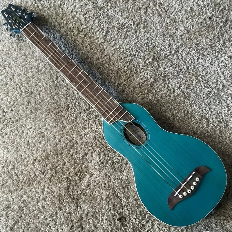 Washburn 34 Inch Spruce Folk Acoustic Guitar Travel Guitar Blue Colour - image 3 of 4