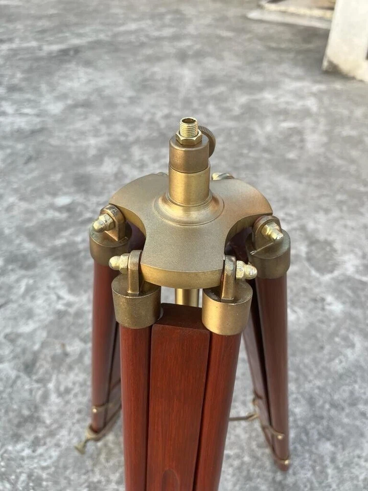 Tripod Teak Wood Adjustable Leg Tripod Vintage Floor lamp Stand Tripod Lamp. - Image 2 of 4