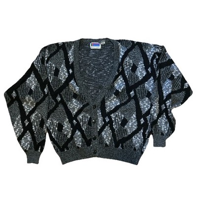 Vintage 80s/90s Knit Sweaters Cardigan Funky Pattern Men's