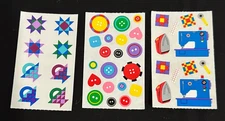 3 Rare Mrs. Grossman Sewing Sticker Modules ~SEWING~Buttons~Quilts ~Ltd. Edition