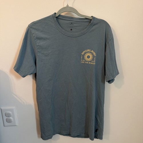 Rip curl Vintage T Shirt Size L Yellow Logo Sort Sleeve