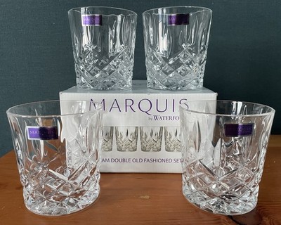 SET OF 4 Marquis by Waterford Markham Double Old Fashion Crystal Glass