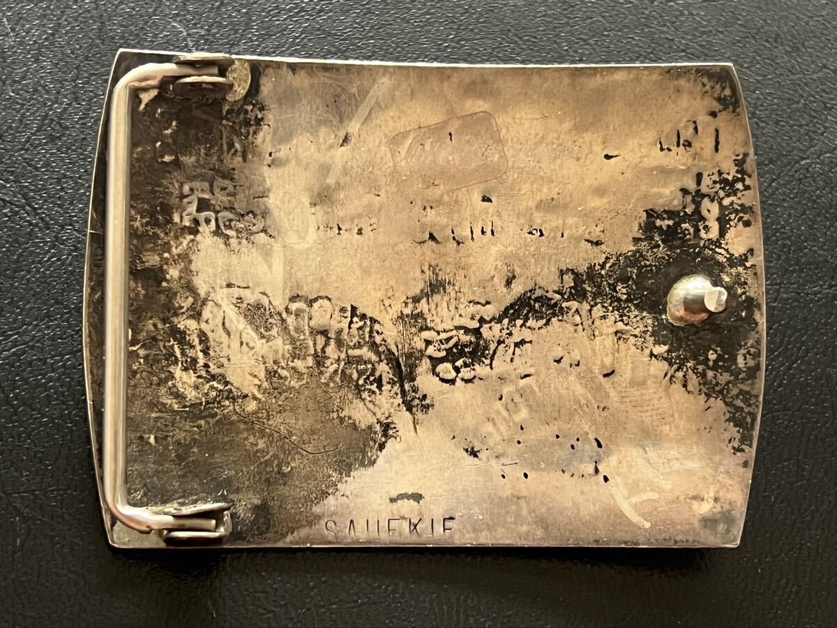 Hopi Lawrence Saufkie Silver Bear Buckle 1970s Native American Indian Jewelry JP