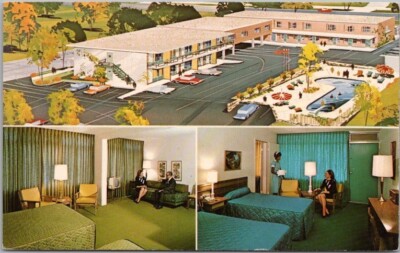 KANSAS CITY Missouri Postcard COLONIAL MOTEL / Two Room Views c1960s Unused
