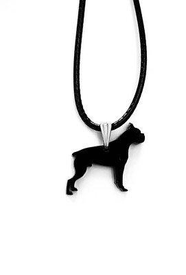 Boxer Hund Halskette Anhänger in schwarz Acryl Geschenk
