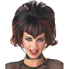 Goth Flip Wig - Black/Burgundy - Costume Accessory - Seasonal Visions