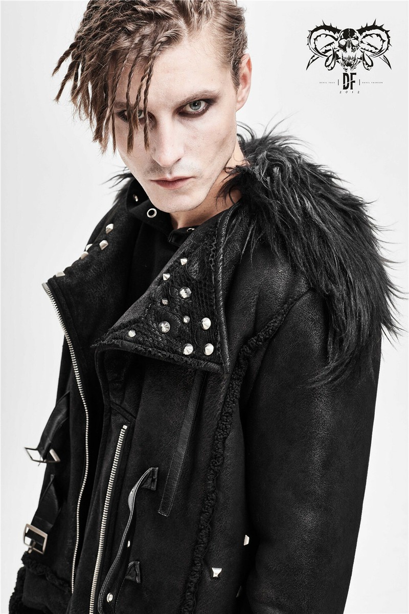 Men's Punk Rock Fur Collar Coat Street Type Cool Loose Men's Punk Rock Fur Collar Coat Street Type Cool Loose