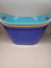 Plastic Organizer Multi-Purpose Medium Size Storage Baskets with Handles 5 Pack