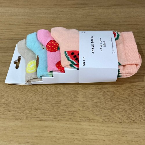 New Look Socks Pack 4 Colourful Fruit Ankle 4-7 Set Watermelon Strawberry Lemon - Picture 7 of 9