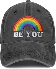 Pride Rainbow Trucker Hat for Men and Women, LGBT One Size, 01.black-1