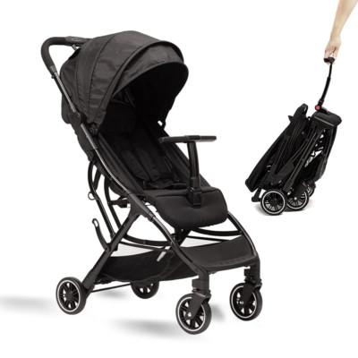 Lightweight Portable Stroller, Auto-Fold Umbrella Design with Sun Canopy - Black