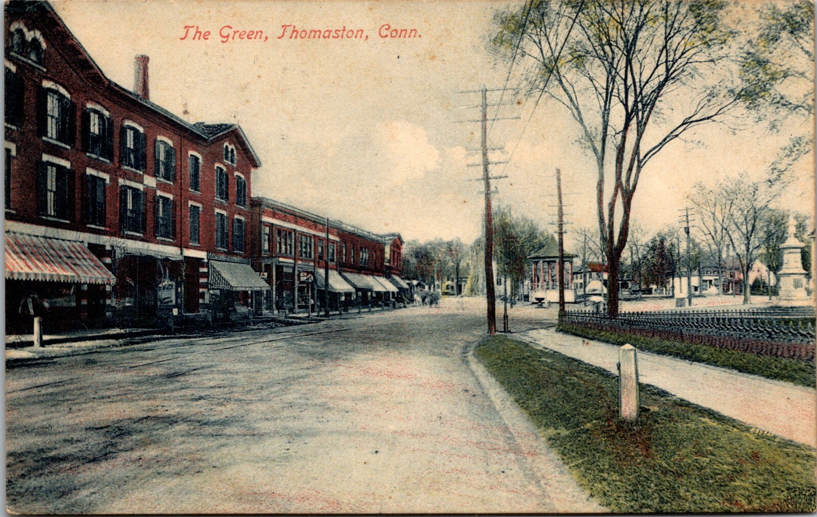 PostcardThomaston ConnecticutThe GreenStreet ViewStoresPosted 1910
