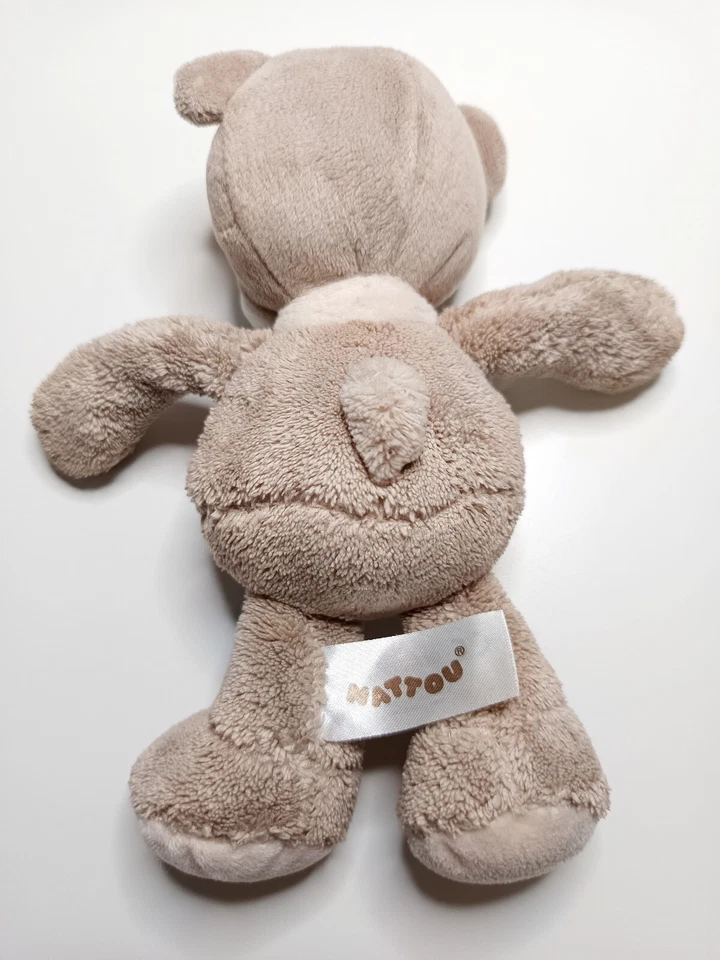 Peluche/Doudou Hochet Max Noa Tom Ours Marron Blanc Couronne Echarpe 20cm Nattou - Photo 3/4