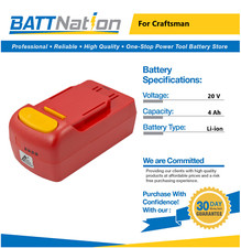 20V 4Ah Li-ion Battery for Craftsman 26302 26314 28128 25708