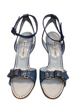 Manolo Blahnik Leather Blue Sandals