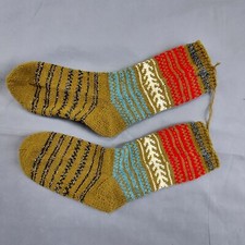 Woolen Socks Vintage Hand Knitted Handmade Bulgarian Folk Costume P2359