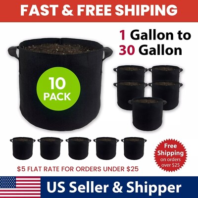 10/20 Pack Grow Bags Heavy Duty Thickened Nonwoven Garden Plant Bags