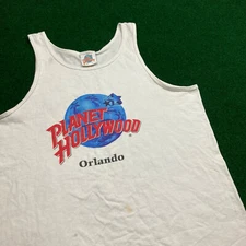 Vintage Planet Hollywood Shirt Mens L White Tank Top Orlando Single Stitch 90s