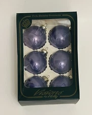 Vintage Visions By Holly Purple Glass Ball Christmas Holiday Ornaments Set 6 USA