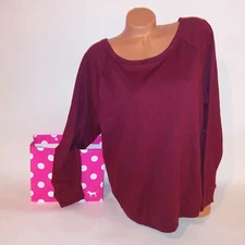 Victoria Secret PINK Sweater Large Burgundy Solid Long Sleeve Scoop Neck New