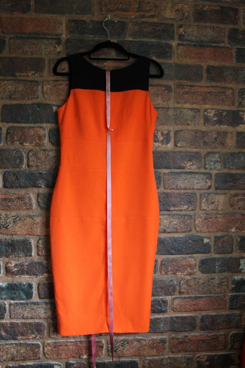 ORANGE AND BLACK COLOUR BLOCK BODYCON DRESS BY CELEB BOUTIQUE SIZE 8-10 NEW  | eBay