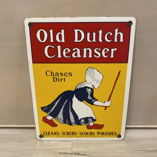 New ListingVINTAGE OLD DUTCH CLEANSER PORCELAIN SIGN AMSTERDAM HOLLAND NETHERLANDS CLOGS