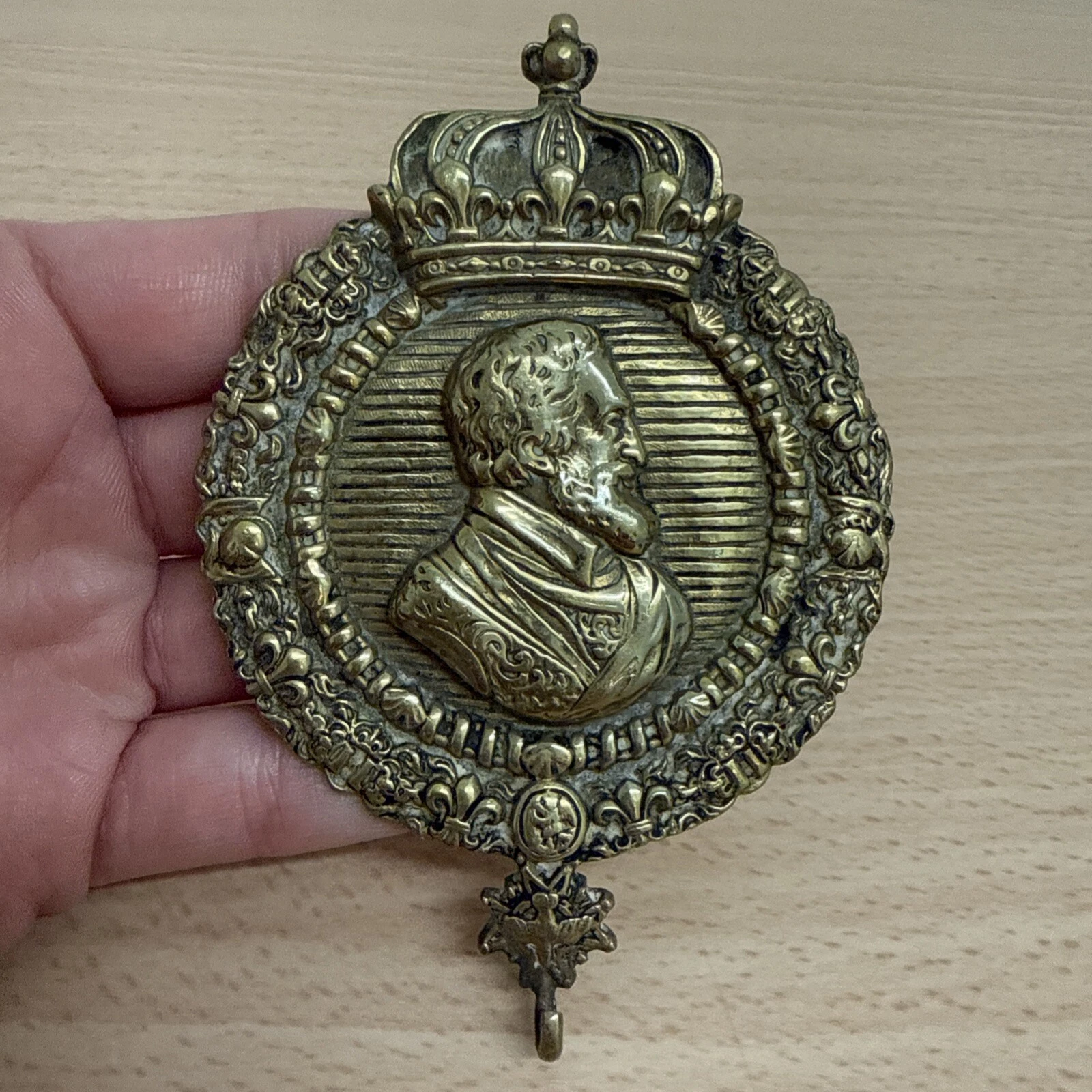 Médaille Heurtoir Miniature Antique En Bronze François 1er 19e Siècle