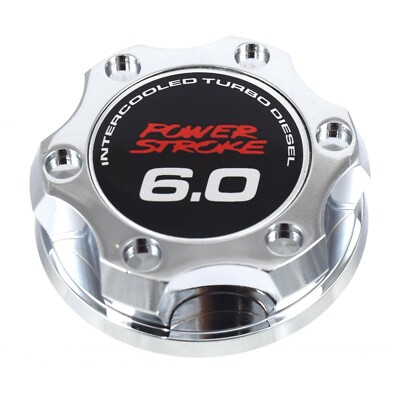 Stylish Chrome Oil Filler Cap 6.0 Emblem For Ford 6.0L Power stroke Turbo Diesel