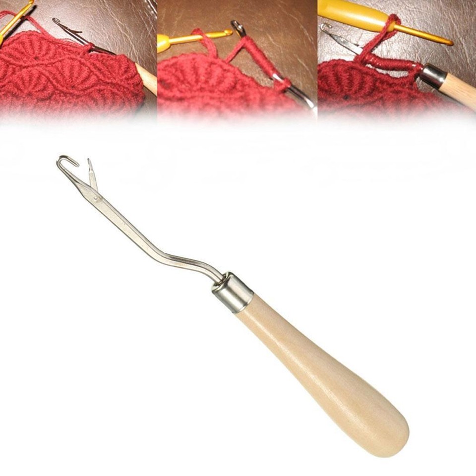 Wooden Crochet Needle Hook Puller Kits For Canvas Mat NEW Rug Making