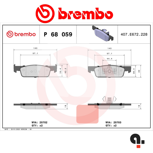 Kit Pastiglie freno Anteriori Brembo Renault Megane IV Scenic IV Espace Clio - Imagen 7 de 9