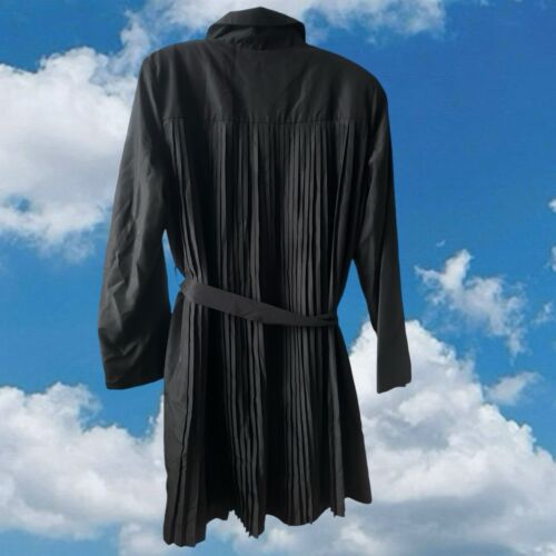 Marina Rinaldi Womens Black Raincoat Overcoat Size 12 Pleated Belted NEW - Picture 8 of 14