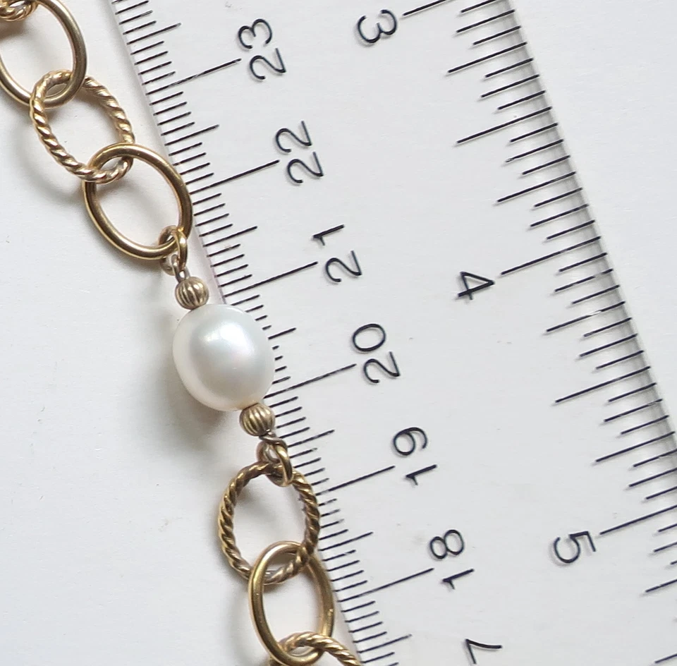 VERONESE 35 英寸 Link 18K 黄金包纯银意大利 10 珍珠项链 40 克 — 第 4/4 张图片