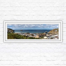 Portreath town, Cornwall. Panoramic framed picture harbour and sea view