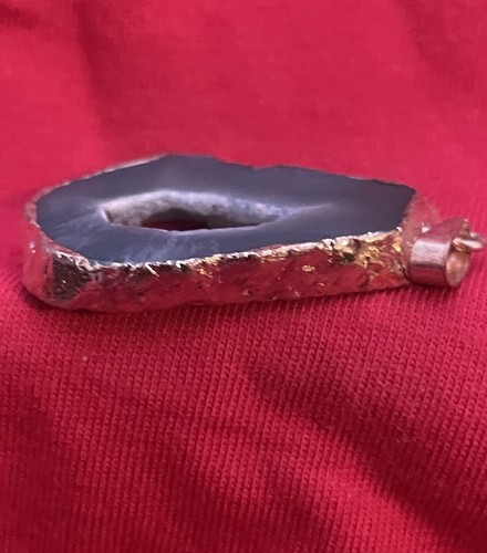 Green Slice of a Geode Pendant, Electroformed Gold Plated Setting-Handmade (20) - Picture 5 of 6