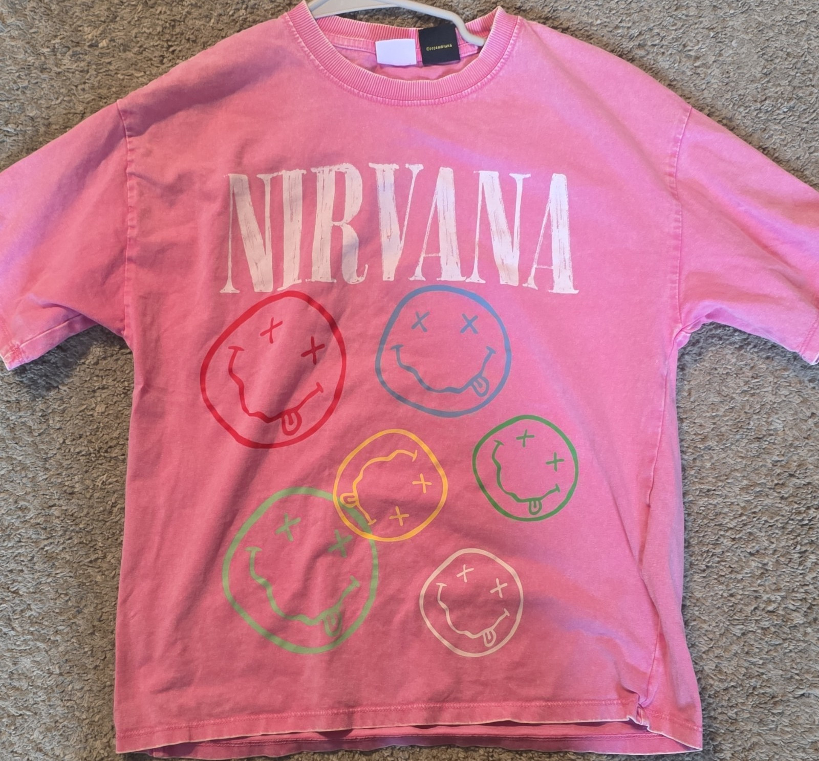 Zara Nirvana Pink Graphic Print Girls T-Shirt Crew Neck Short Sleeve 11-12 Years