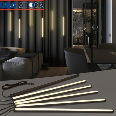 Dimmable LED Wood Slat Wall Panel Light Home Office Decor Acoustic Panels New