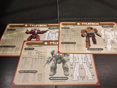 CGL BattleTech Premium Record Sheets Wolverine Thunderbolt Rifleman Lot Used