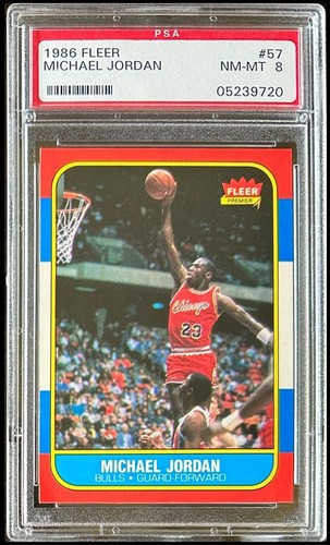PSA 8 MICHAEL JORDAN 1986-87 FLEER BASKETBALL 57 ROOKIE CARD RC BULLS RARE GRAIL