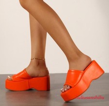 Womens Platform Sandals Slide Slip on Wedge High Heel Summer Slippers Shoes New